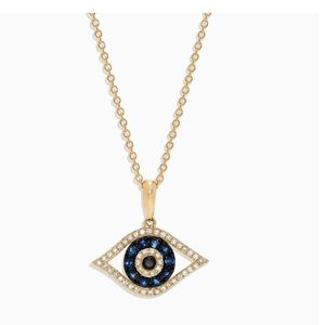 Effy sapphire and black and white diamond evil eye necklace